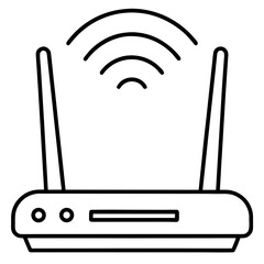 wi-fi router line art vector illustration 
