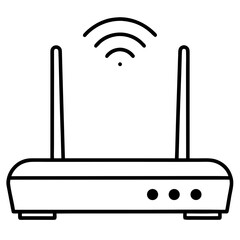 wi-fi router line art vector illustration 