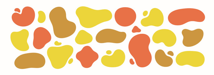 Abstract organic shapes set. Vector illustration. Liquid organic blobs. Curve fluid shapes. Abstract liquid bubbles. Wavy different forms. Soft round pattern background. Round irregular forms.