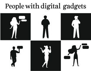 people talking with each other graphics illustration set 