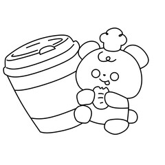 illustration of a cartoon panda character chef with a cup