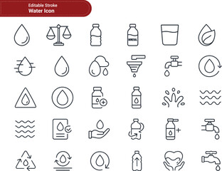 Water Icon Set | Drops, Supply, Purification, Conservation & Nature Symbols