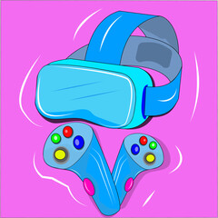 Fototapeta premium Bright and colorful VR headset illustration, perfect for technology branding, gaming posters, and modern digital concepts. Great for eye-catching microstock visuals.
