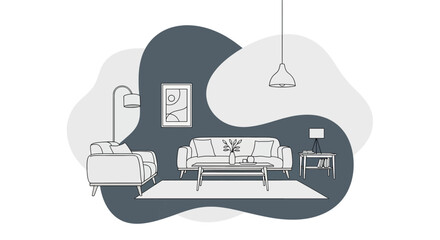Modern living room with sofa armchair and side table