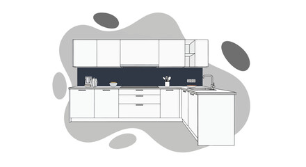 Modern kitchen with cabinets and appliances in neutral colors