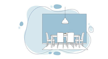 Minimalist dining room with table and chairs in modern style