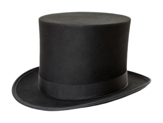Classic black top hat with ribbon band
