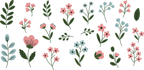 Delicate Floral Sprigs and Botanical Illustrations