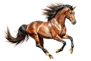 Obraz premium Galloping horse isolated on a white background, a dynamic illustration of a running animal expressing speed
