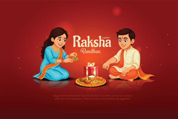 Indian festival happy Raksha Bandhan greeting card. Creative vector illustration design. Brother and sister bonding celebration.