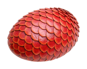 Dragon egg with red scales design and textured surface