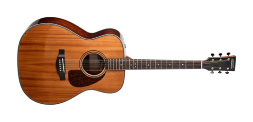Acoustic guitar with wooden finish and steel strings