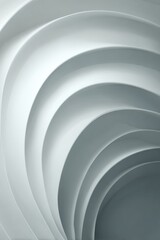 Stacked translucent oval layers in pearl white and slate grey with delicate inner shadows and backlit transparency effect, ideal for luxury app interfaces and digital art backgrounds.