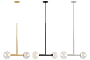 JUNIP 02-001 , Brass -Black-Silver / Clear crystal , Elegant Lighting Fixture Against white bachground	