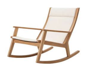 Wooden rocking chair with cushioned seat and sleek design