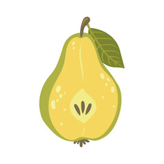 Pear. Cute vector illustration with fruit on white background in flat style