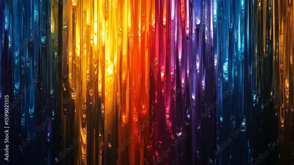 Aufkleber abstract animation with vertical, multicolored light streaks, flowing and shifting like liquid light