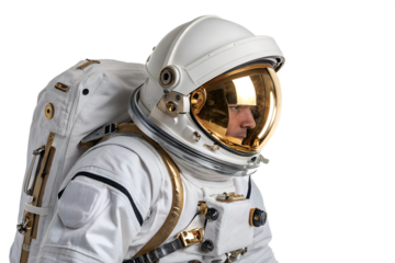 Astronaut in Spacesuit with Gold Visor Exploring Space, Science, Technology, and the Future of Exploration