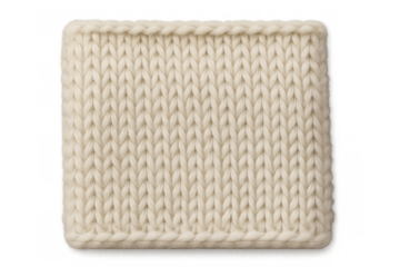 Soft knitted wool fabric in creamy white creating comfortable warmth, transparent background enabling seamless design integration for winter fashion