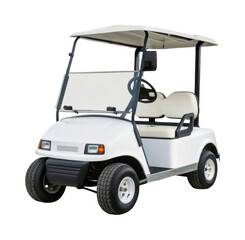 White golf cart with modern design and open roof