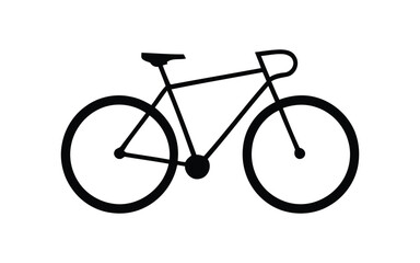Bicycle silhouette icon in black with minimal design showcasing classic two-wheeled transport concept for mobility, exercise, and eco themes