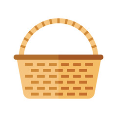 Wicker basket flat vector illustration on white background