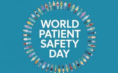 World patient safety day with diverse healthcare professionals forming a circle