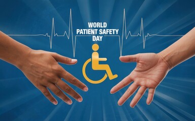 World patient safety day hands reaching out with accessibility symbol