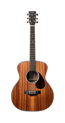 Obraz premium Acoustic guitar with wooden finish and detailed strings