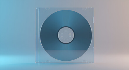Minimalist CD Case Still Life with Blue and Pink Gradient Background Lighting