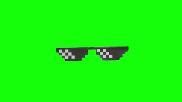 Pixelated Thug Life Sunglasses on Green Screen Background - Powered by Adobe