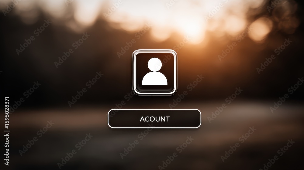 Fototapete Account icon on a login page interface with blurred background, highlighting focus on user sign-in