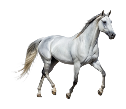 Graceful arabian horse in motion with flowing mane