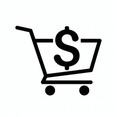 Shopping cart with a dollar sign inside buy icon e-commerce  