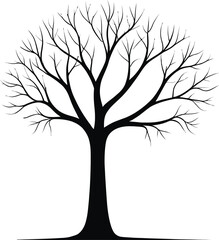 Fototapeta premium Silhouette Of A Bare Tree With Intricate Branches Reaching Skyward Presented In A Clean Minimalist Vector Style Ideal For Symbolic Designs Nature Themed Projects Or Artistic Backgrounds