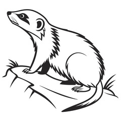 Obraz premium Stylized meerkat sitting on a rock with grass