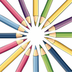 Naklejka premium colorful wooden pencils doodle style vector illustration isolated on white background