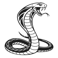 Fototapeta premium A striking cobra illustration with its hood flared and fangs bared