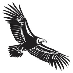 An eagle in flight, depicted with bold tribal markings