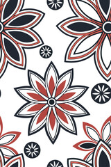 Fototapeta premium Abstract geometric floral pattern with red navy and white vector