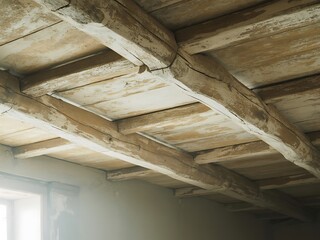 Weathered wooden ceiling beams and planks wooden beams rustic