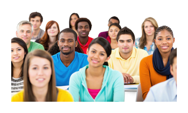 Diverse group of young adults in a classroom setting