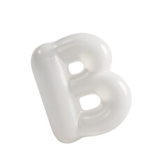 Smooth three dimensional letter B rendered against an isolated field of transparency
