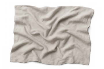 Soft, wrinkled white fabric isolated on a transparent background, offering a versatile backdrop for design projects and mockups