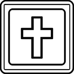 Minimalist First Aid Cross Icon For Healthcare And Medical Symbolism Representing Emergency Services And Wellness In A Clean Line Art Style