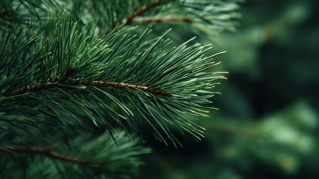 Close-up pine needles, vibrant green