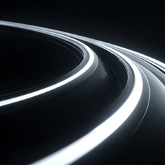 Matte finish glowing circles with ambient occlusion effects on black void, smooth velocity trails for metaverse environment assets and UI animation kits
