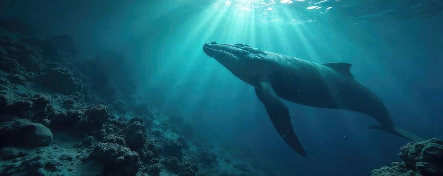 Submerged microphone captures the ethereal sounds of the deep ocean, a symphony of whale song and ocean currents A mysterious and beautiful underwater soundscape , cetaceans, submarine