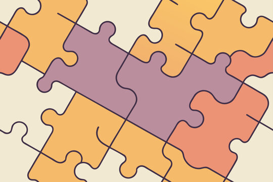 Abstract puzzle pieces in muted colors jigsaw pattern