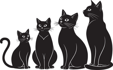 Cat Silhouette Vector Black Feline Animal Icon for Logo, T-Shirt, or Tattoo Design